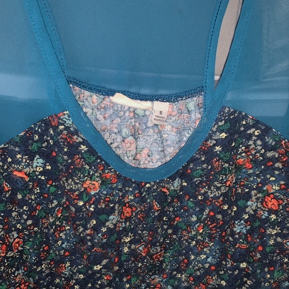 S MUDD TANK TOP MESH FLORAL BLUE OBO NO FLAWS - Picture 5 of 6